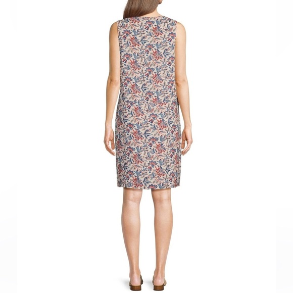 J. McLaughlin Rue Coral/Blue Linen Floral Sleeveless Shift Dress Medium NEW $218 - Picture 3 of 16
